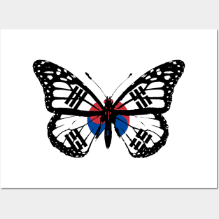 South Korean Monarch Butterfly Flag of Korea To Celebrate Korean Day Posters and Art